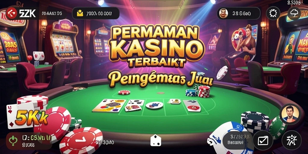 Screenshot gameplay 5ZK menampilkan suasana kasino yang mendebarkan.