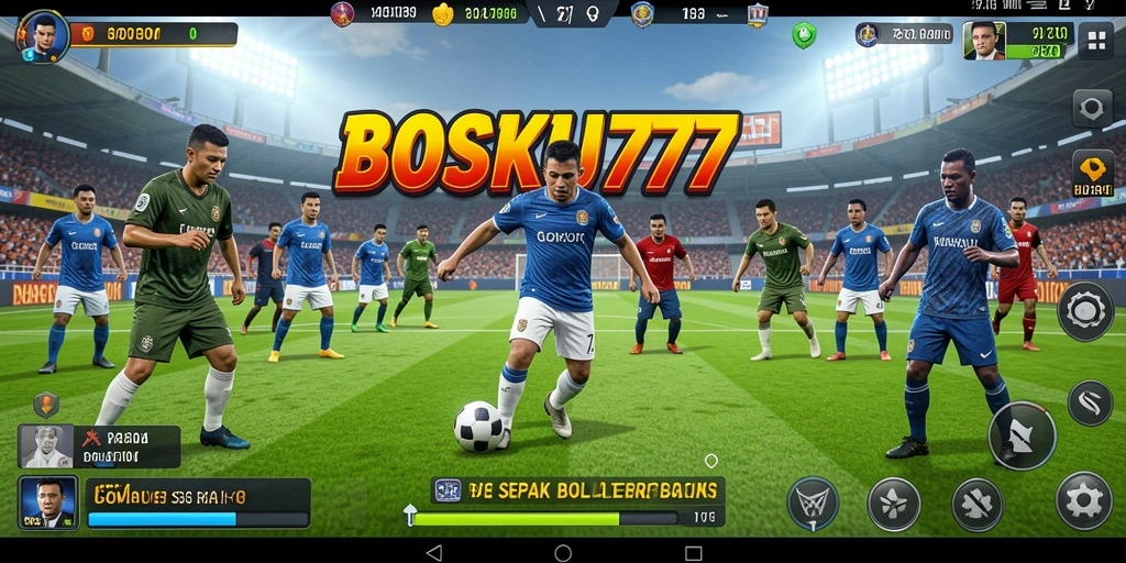 Screenshot gameplay <strong>BOSKU777</strong> yang menampilkan pertandingan sepak bola yang seru.
