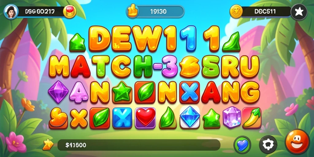 Tampilan gameplay seru di DEWI11 dengan berbagai tantangan Match-3.
