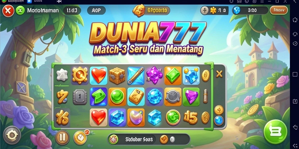 Tampilan menarik dari gameplay DUNIA777 dalam genre Match-3.