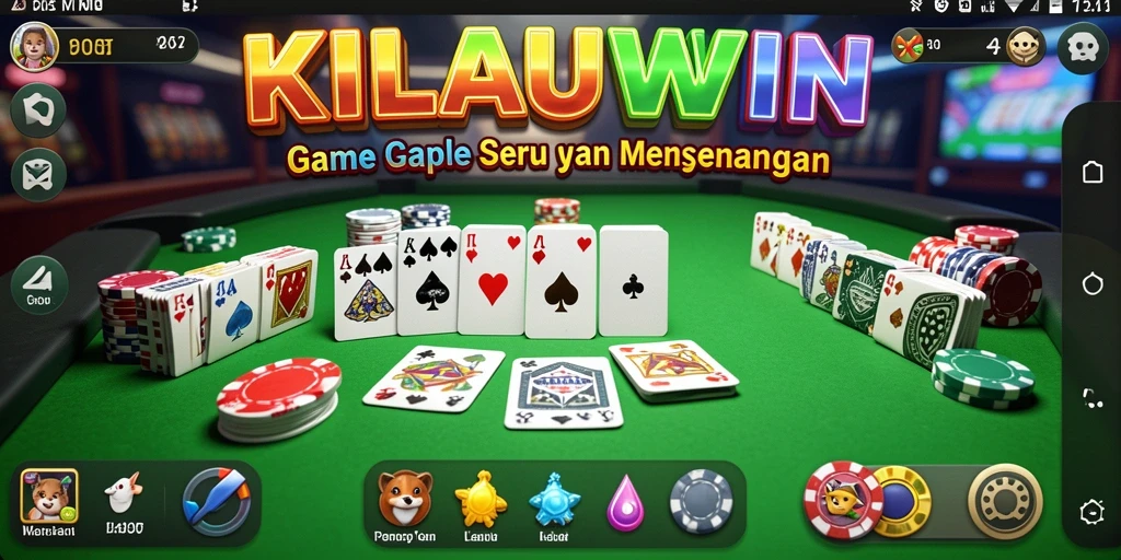 Tampilan gameplay seru dan interaktif dari game Gaple KILAUWIN.