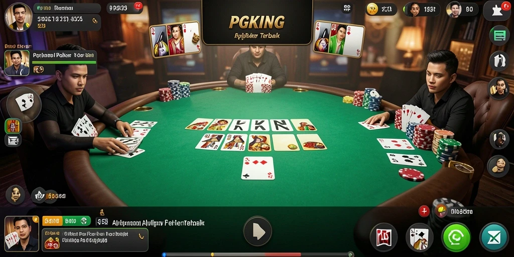 Screenshot gameplay PGKING menampilkan pemain sedang berkompetisi dalam permainan Poker.