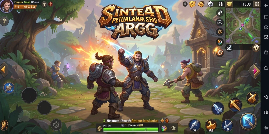 Screenshot gameplay SINTE4D yang menunjukkan aksi pertempuran dinamis.