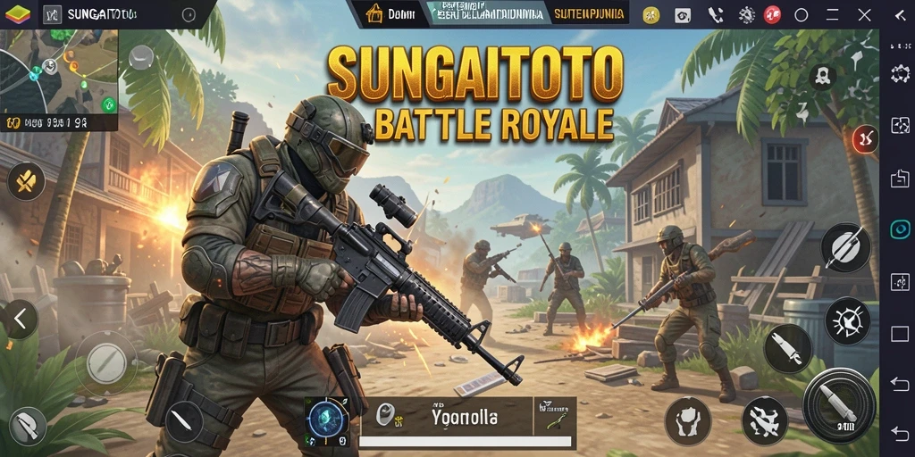 Tampilan gameplay menegangkan dari SUNGAITOTO dalam pertempuran Battle Royale.